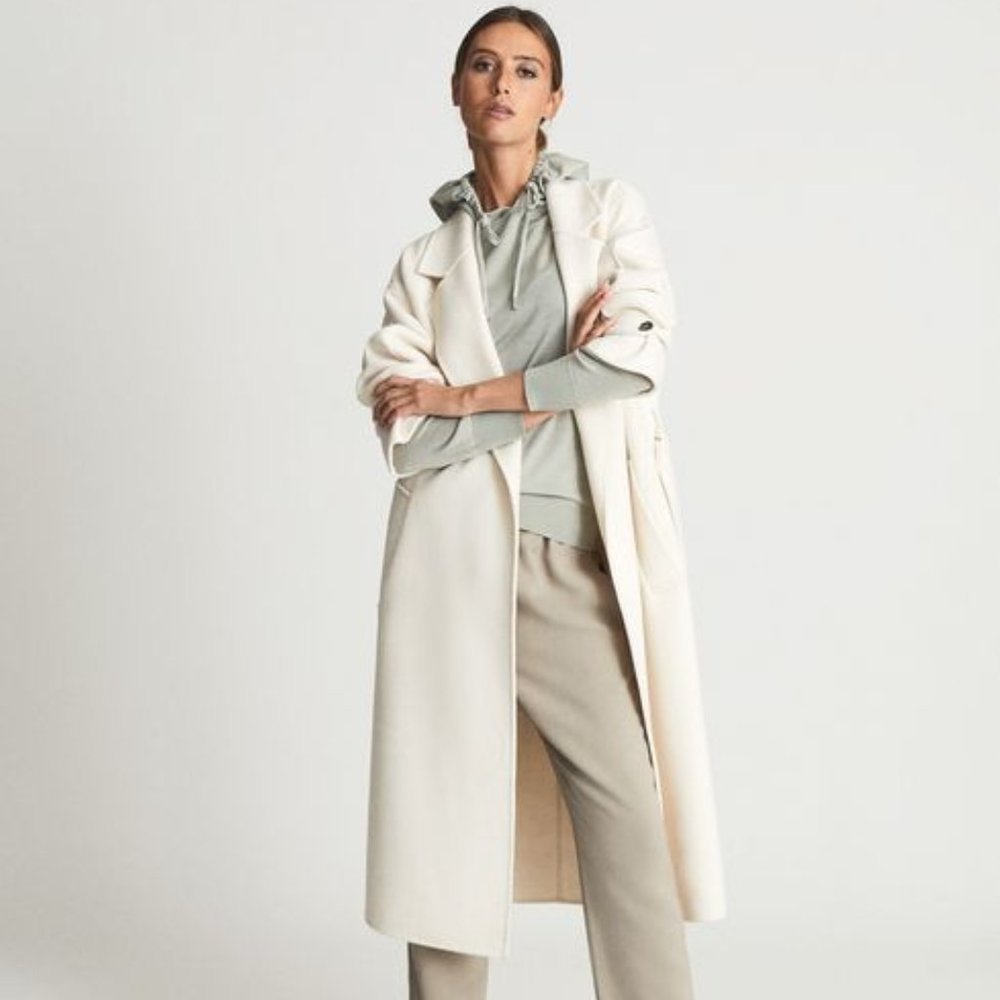 Reiss Luna Merino Wool Hoodie in Sage